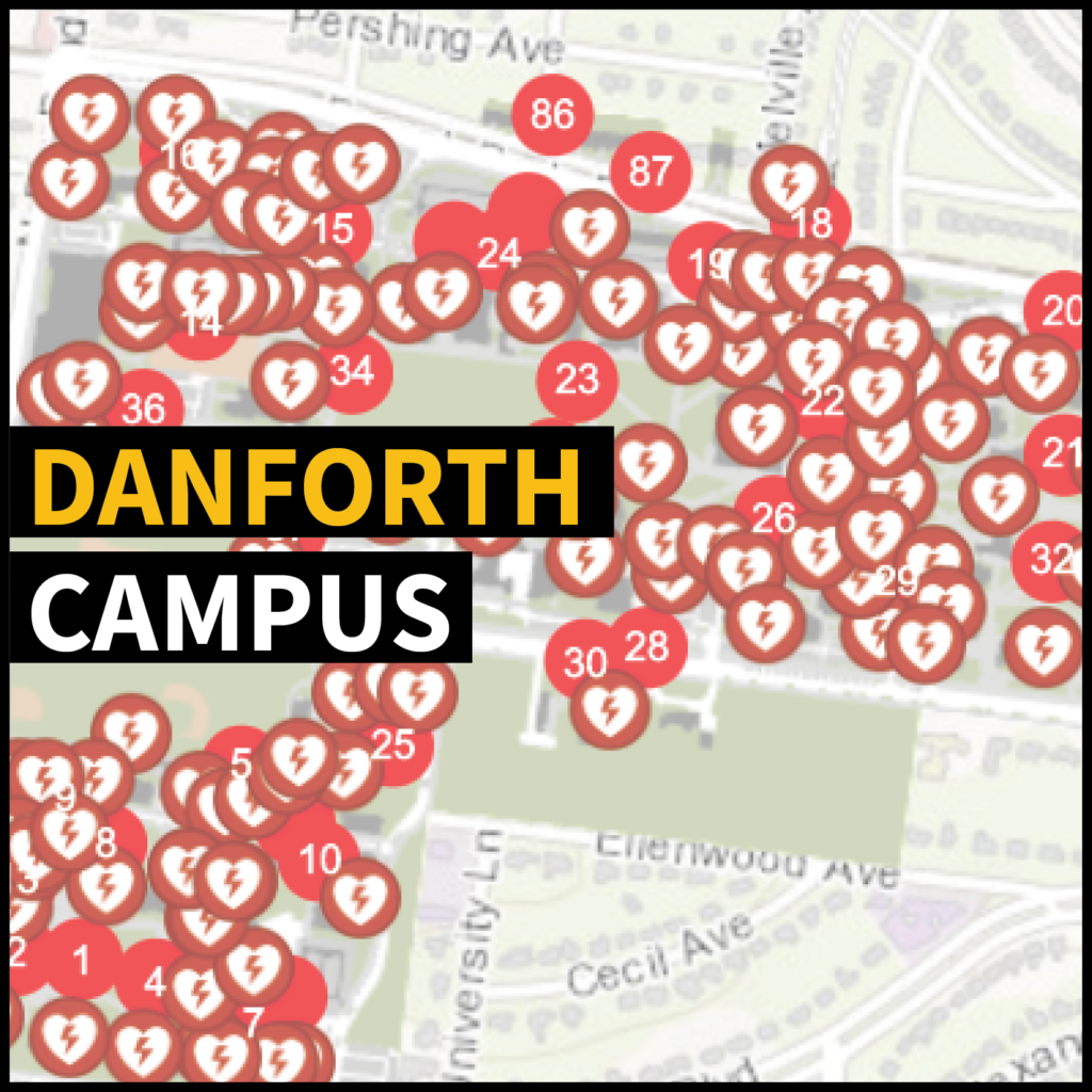 Danforth Campus emergency assembly points map